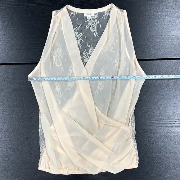 Tobi Sheer Blush Tank Top with Lace Back - S - Picture 9 of 12